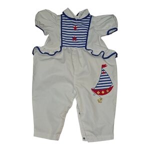 80's Nautical Baby Romper with Sailboat Design